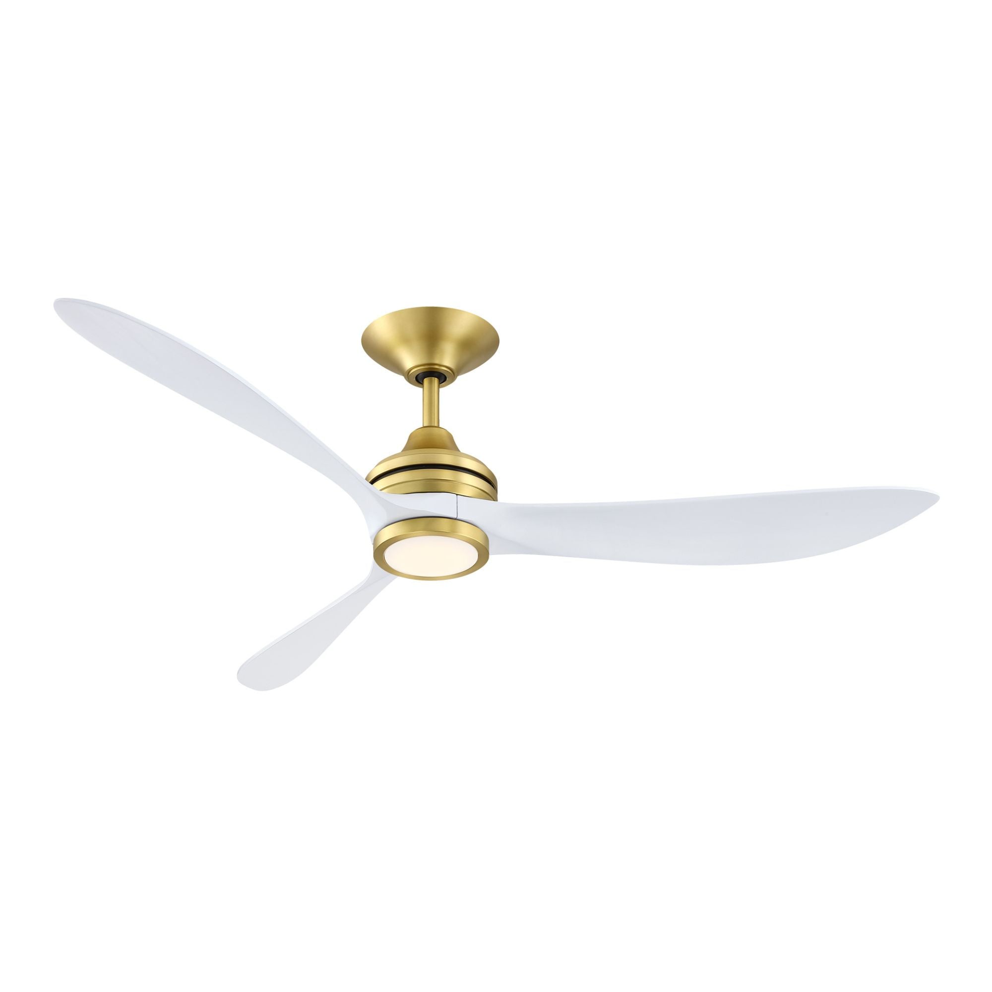 Aviara 60" Brass and White Ceiling Fan with LED CCT Select Light Kit