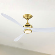 Aviara 60" Brass and White Ceiling Fan with LED CCT Select Light Kit