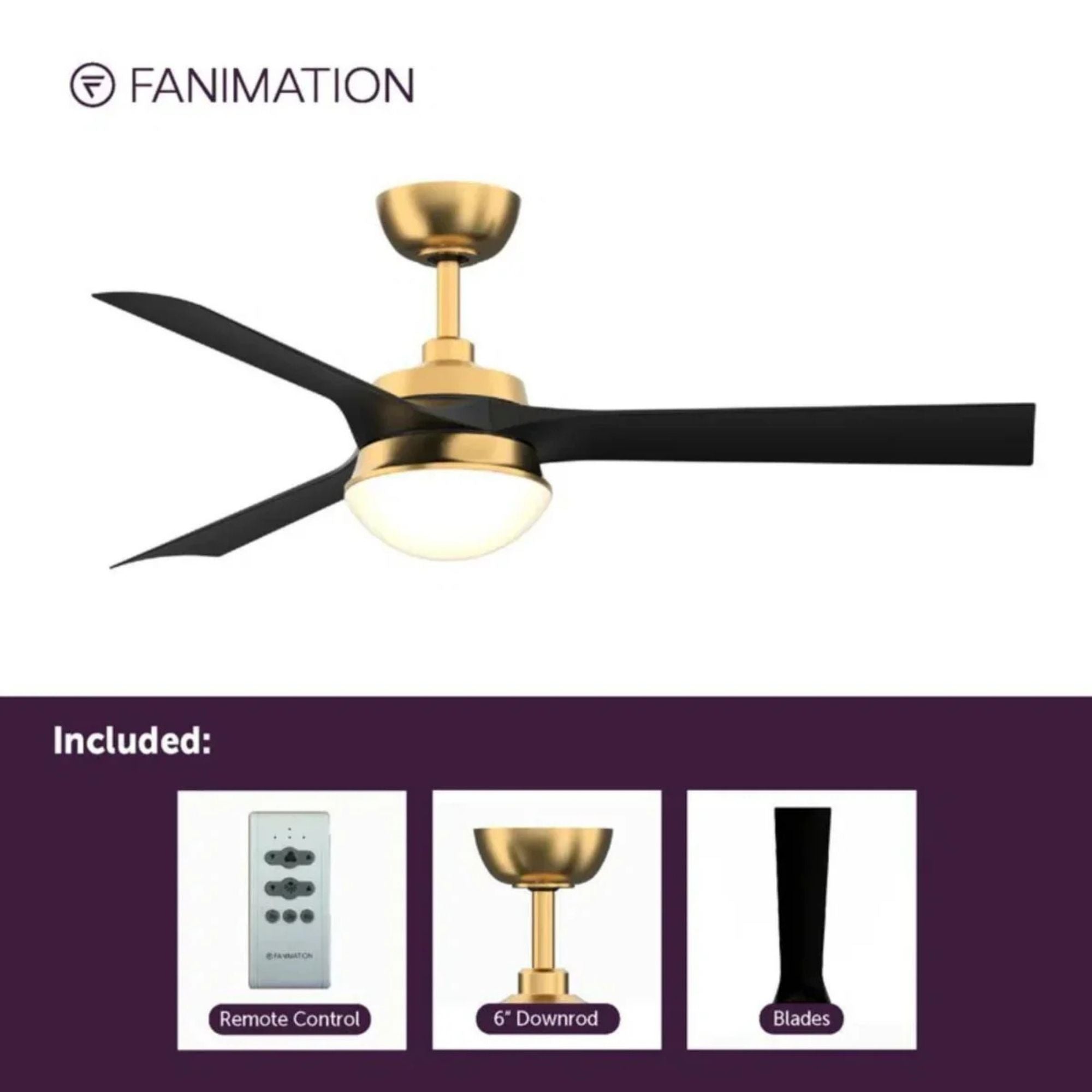 Barlow 52" Brass and Black LED Ceiling Fan