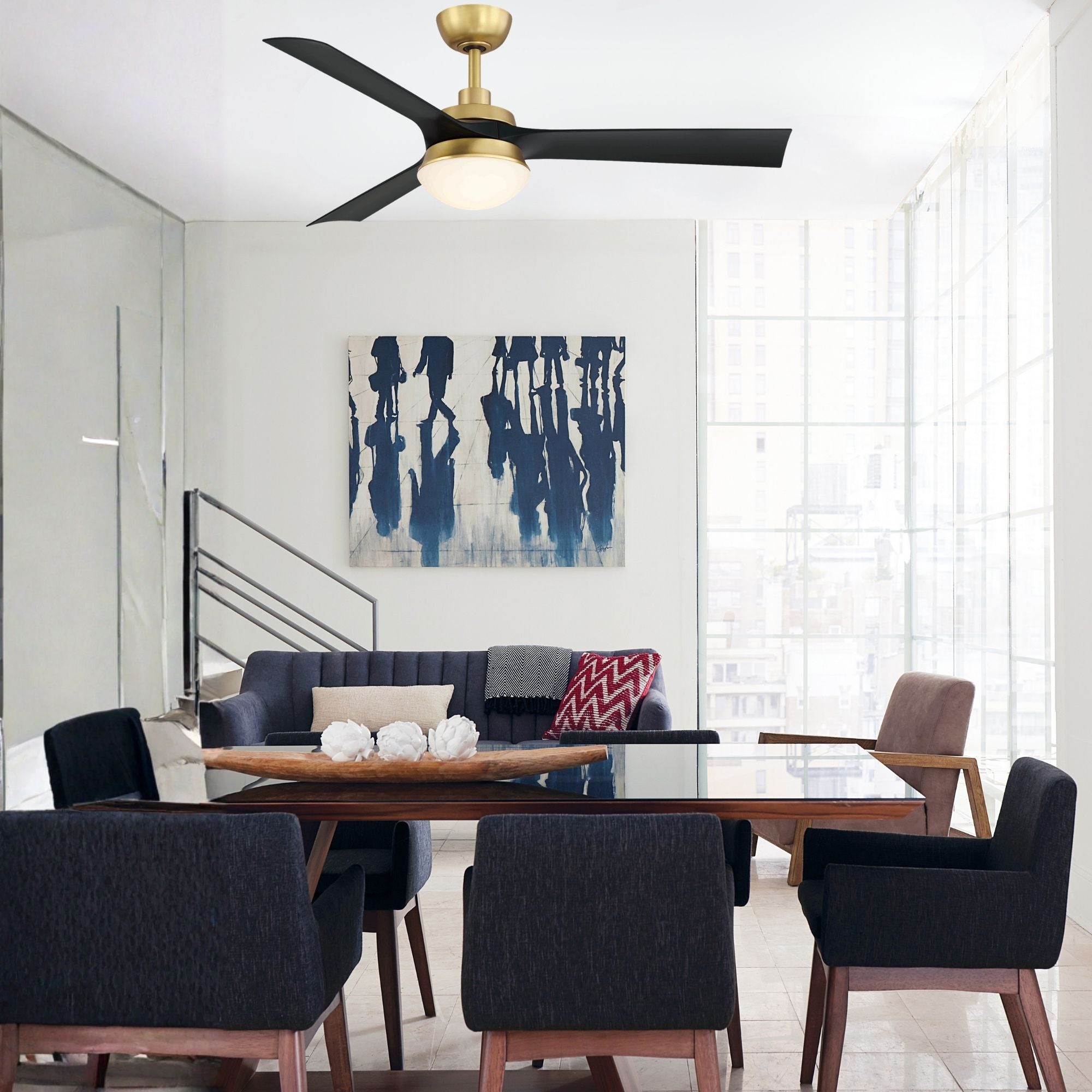Barlow 52" Brass and Black LED Ceiling Fan