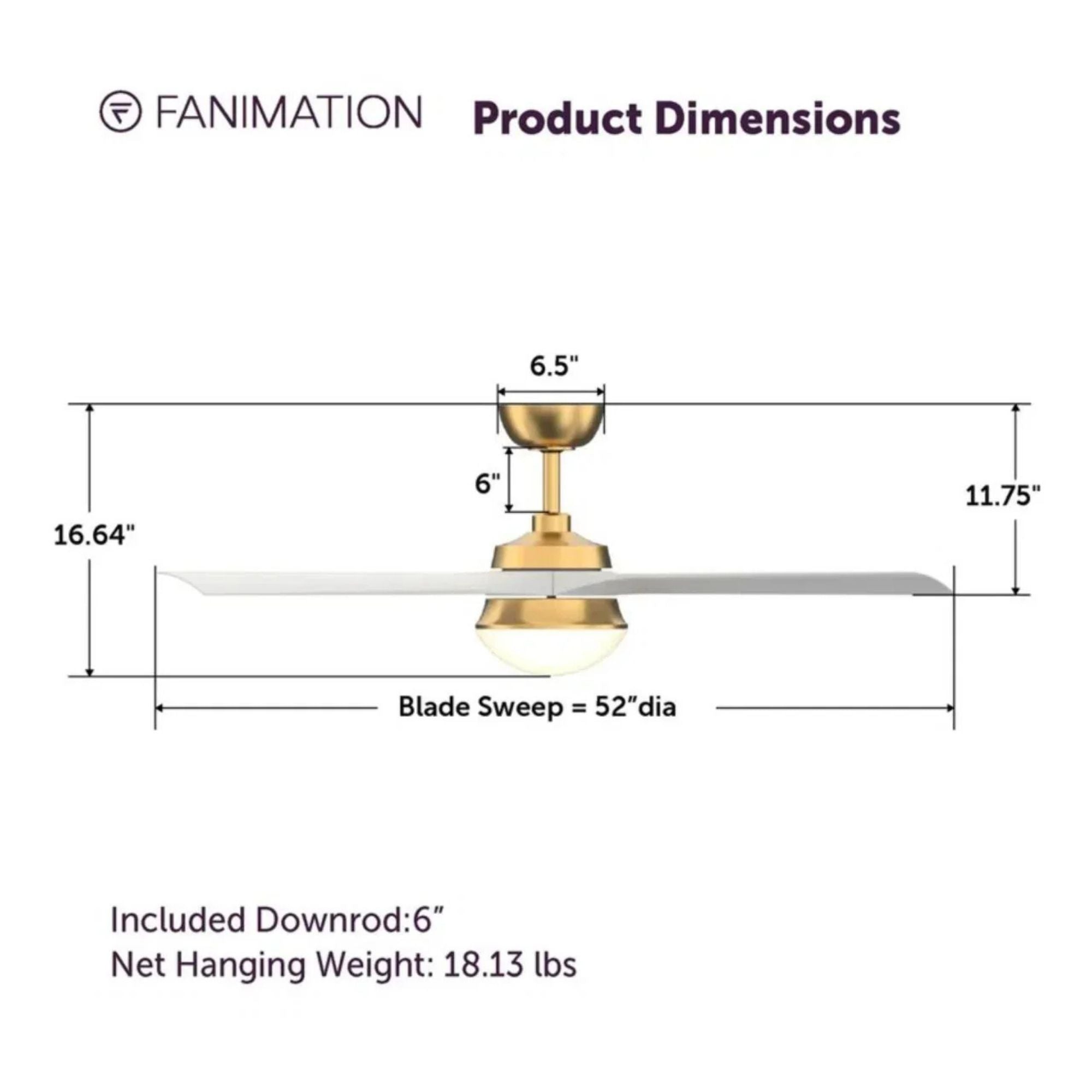Barlow 52" Brass and White LED Ceiling Fan