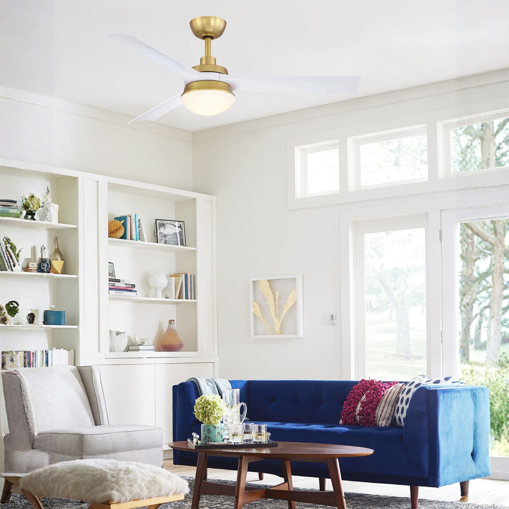 Barlow 52" Brass and White LED Ceiling Fan