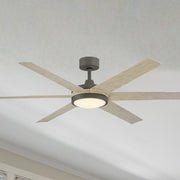 Fanimation Brawn 64 in Outdoor Smart LED Ceiling Fan DC Motor Antique Graphite Light Oak