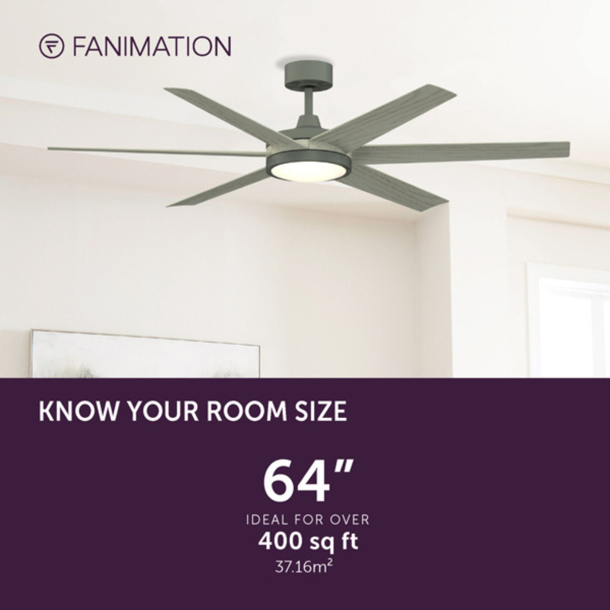 Fanimation Brawn 64 in Outdoor Smart LED Ceiling Fan DC Motor Antique Graphite Light Oak