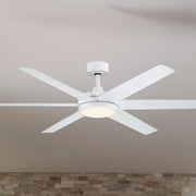 Brawn 64" Matte White Outdoor Smart Ceiling Fan with LED CCT Select Light Kit and Remote