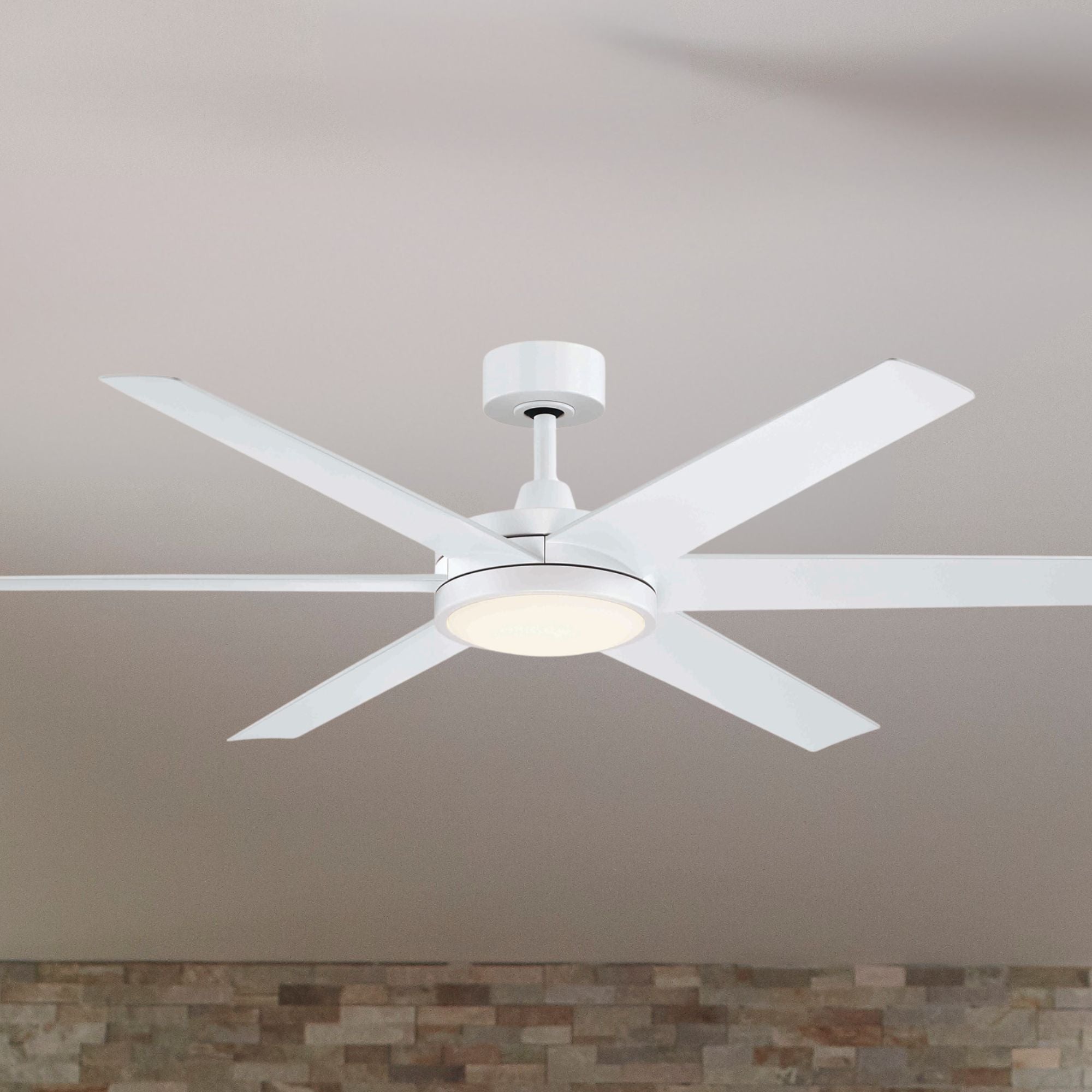 Brawn 64" Matte White Outdoor Smart Ceiling Fan with LED CCT Select Light Kit and Remote