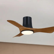 Corke 36" Black & Koa Flush Mount Ceiling Fan with LED Light DC Motor