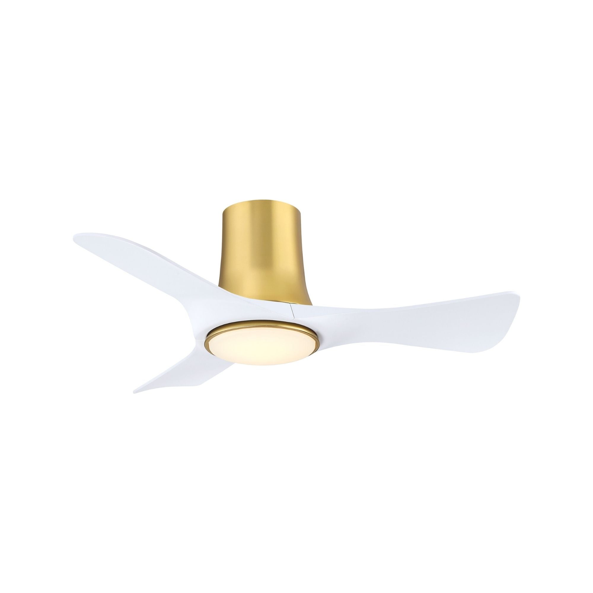Corke 36" Brushed Satin Brass Flush Mount Ceiling Fan with LED Light DC Motor