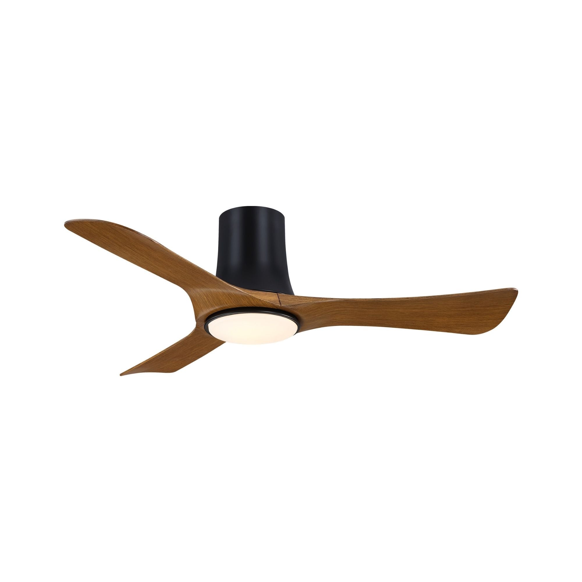 Corke 44" Black & Koa Flush Mount Ceiling Fan with LED Light DC Motor
