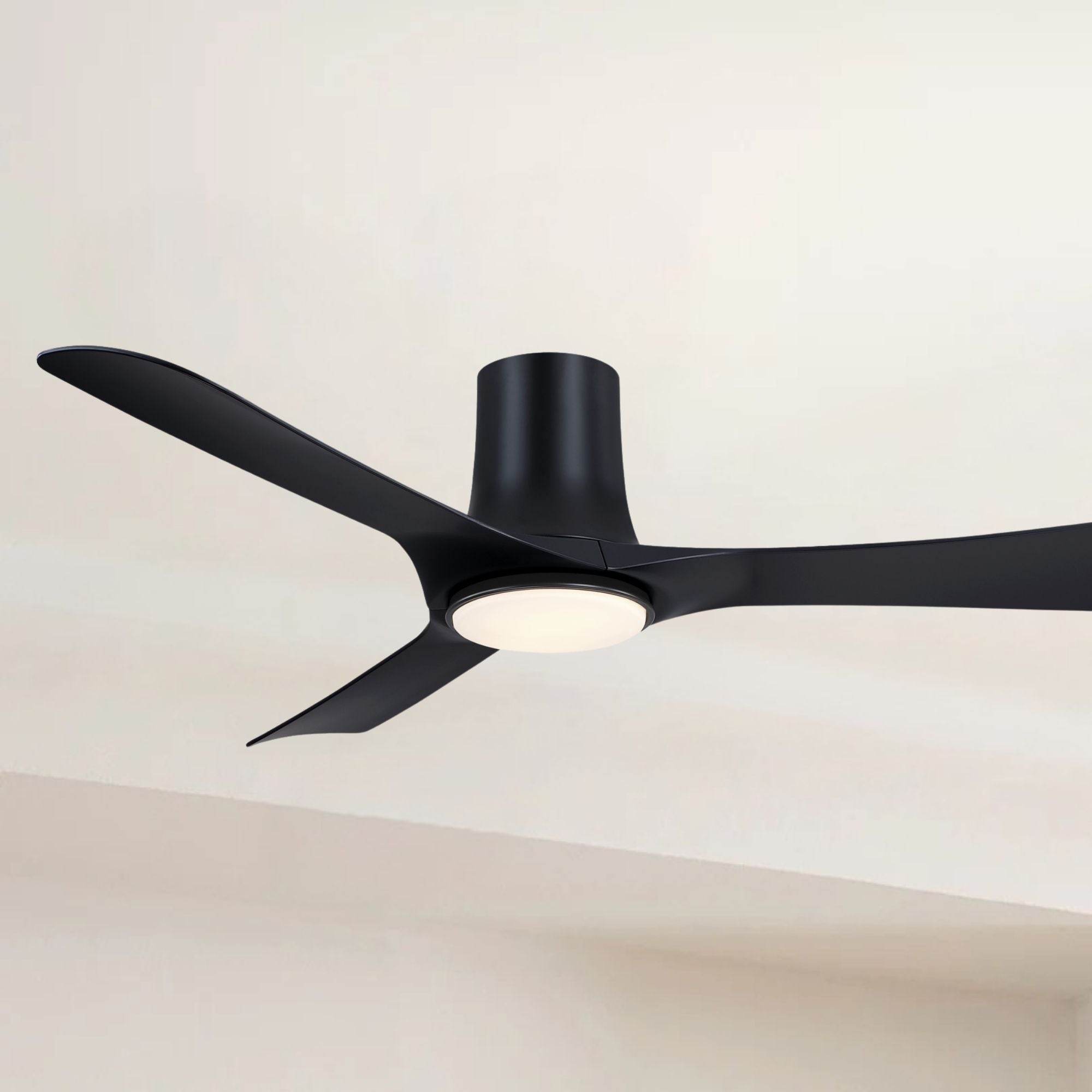 Corke 52" Black Flush Mount Ceiling Fan with LED Light DC Motor