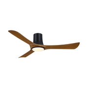 Corke 52" Black & Koa Flush Mount Ceiling Fan with LED Light DC Motor