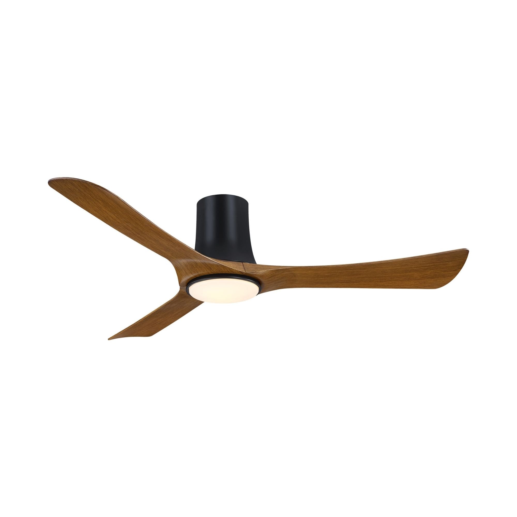 Corke 52" Black & Koa Flush Mount Ceiling Fan with LED Light DC Motor