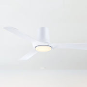 Matte white ceiling fan with 5 blades and round LED light fixture