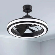 Fanimation - Gleam 24" Black Damp Rated Modern Chandelier Ceiling Fan with Light and Remote | Bees Lighting