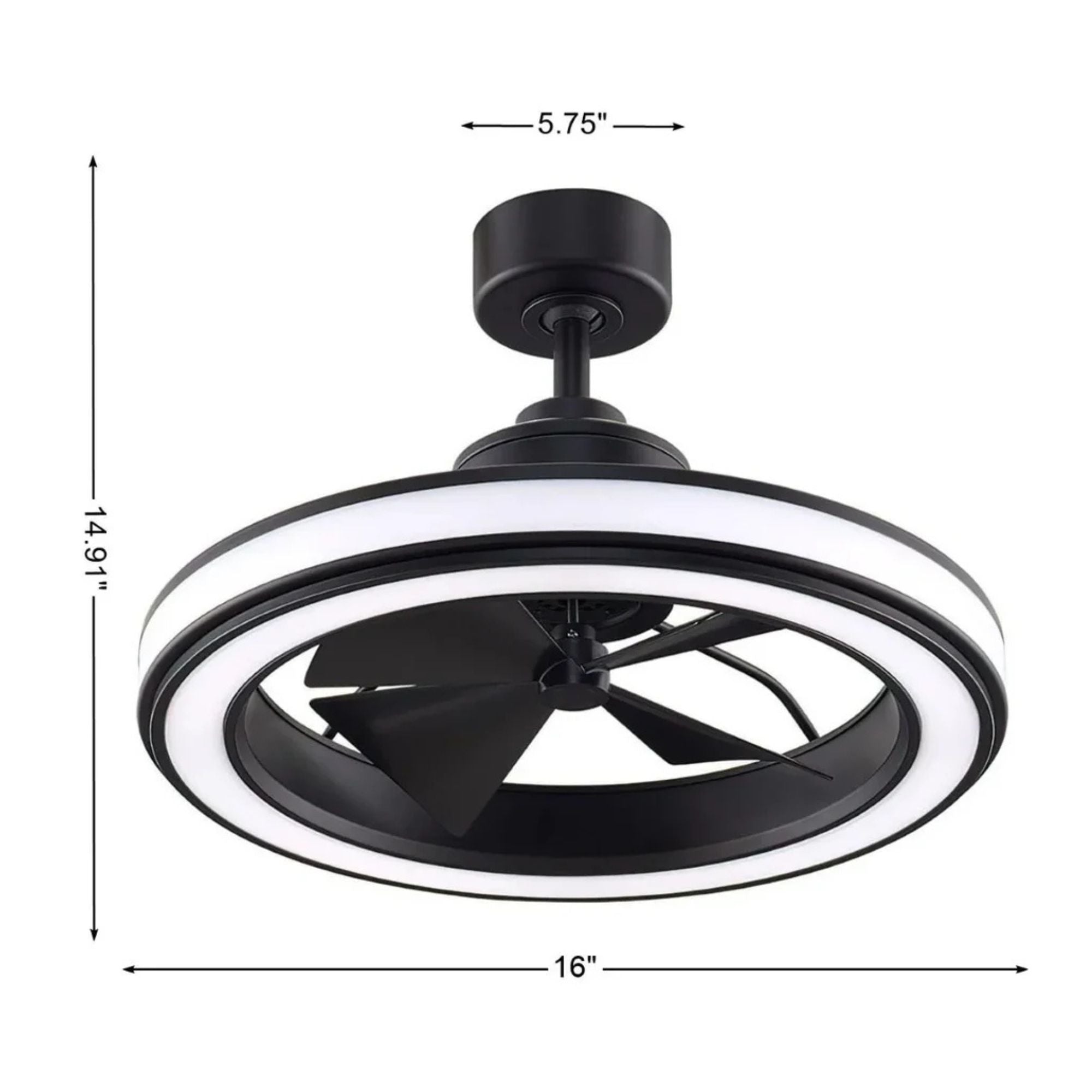 Fanimation - Gleam 24" Black Damp Rated Modern Chandelier Ceiling Fan with Light and Remote | Bees Lighting