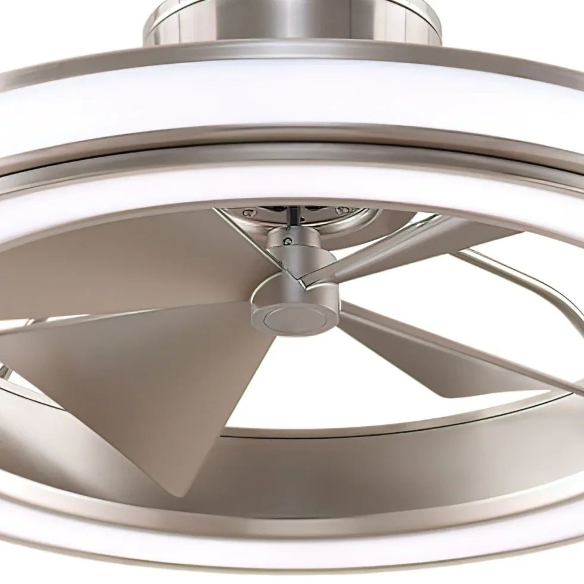 Fanimation - Gleam 24" Brushed Nickel Damp Rated Modern Chandelier Ceiling Fan with Light and Remote | Bees Lighting