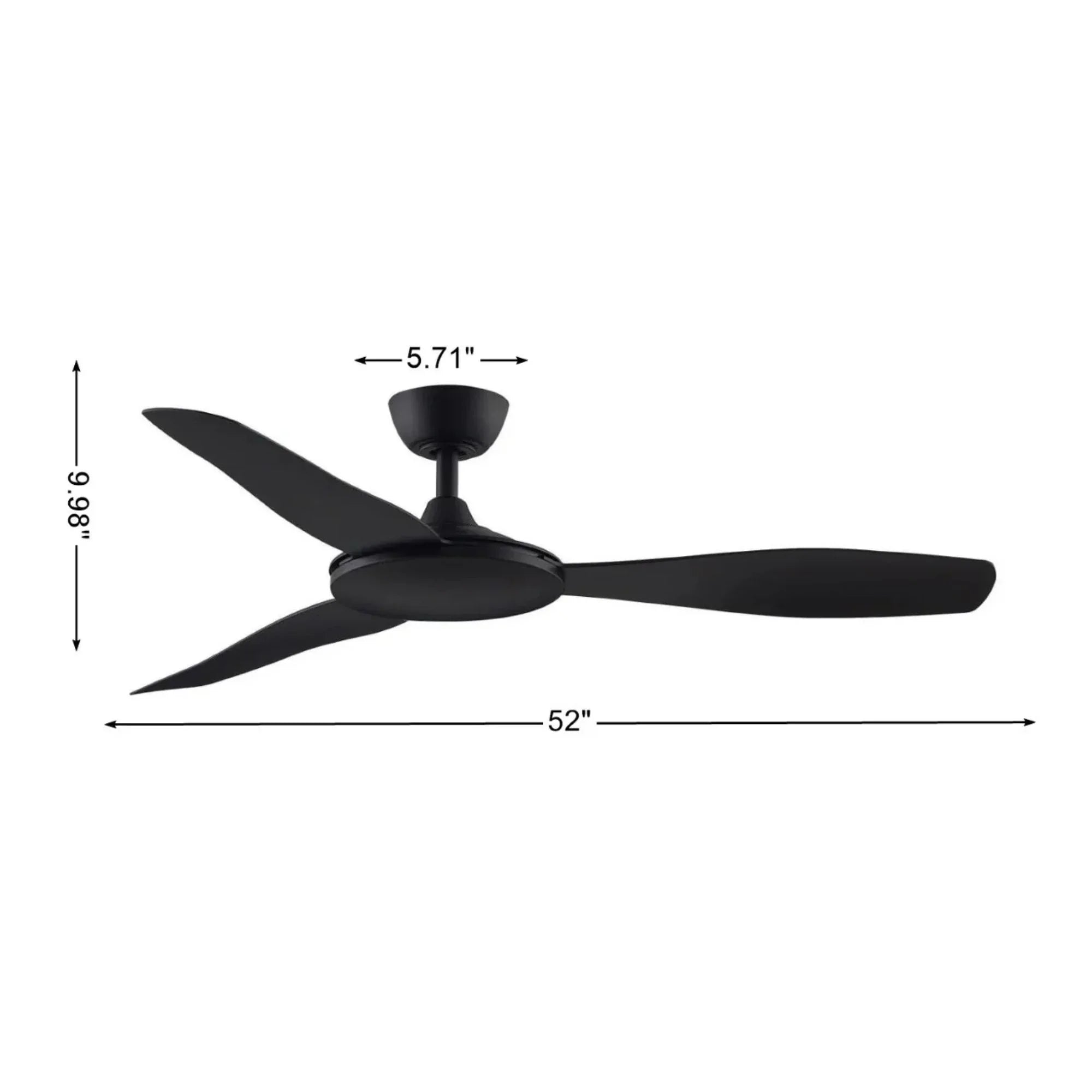 GlideAire 52" Black Modern Ceiling Fan with Remote