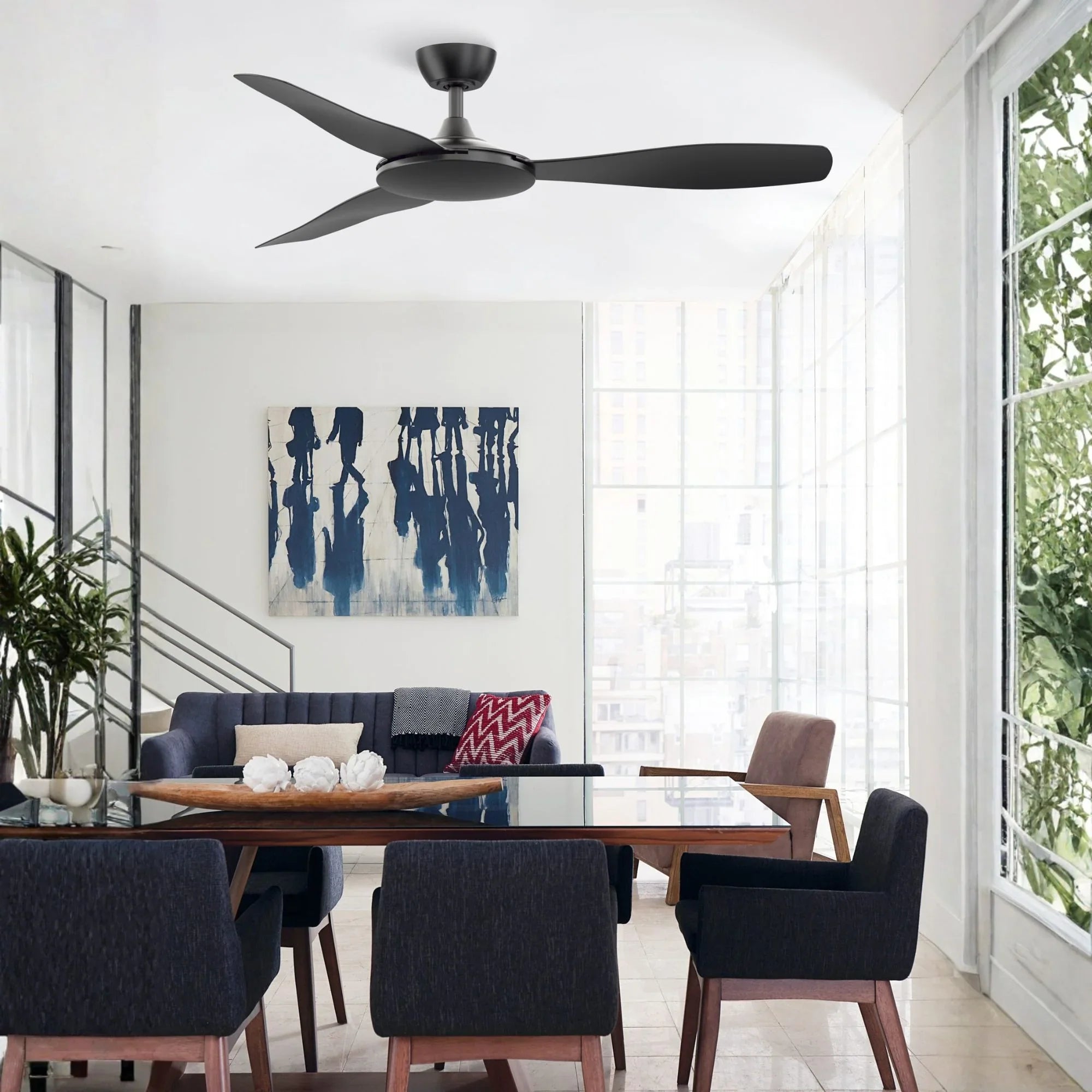 GlideAire 52" Black Modern Ceiling Fan with Remote