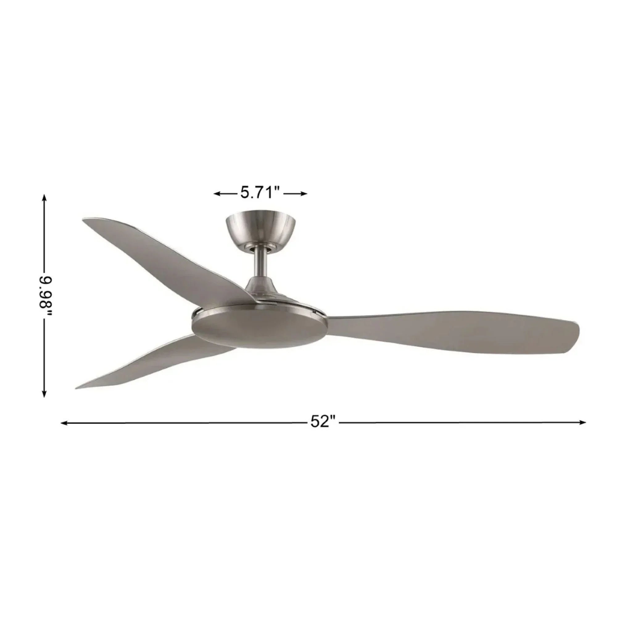 GlideAire 52" Brushed Nickel Modern Ceiling Fan with Remote