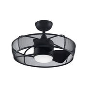 Fanimation - Henry 20" Black Damp Rated Cage Chandelier Ceiling Fan with Light and Remote | Bees Lighting