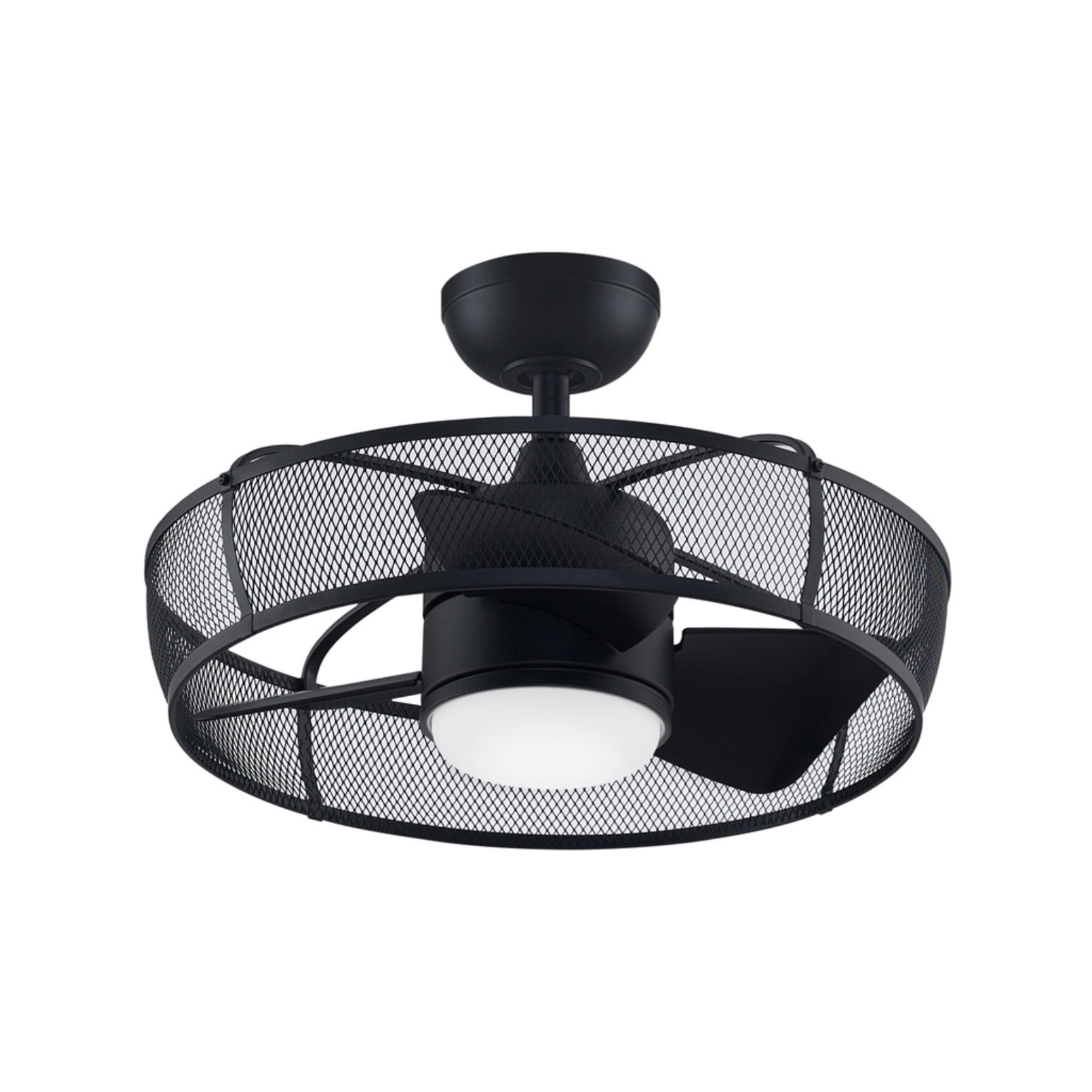 Henry 20" Black Damp Rated Cage Chandelier Ceiling Fan with Light and Remote