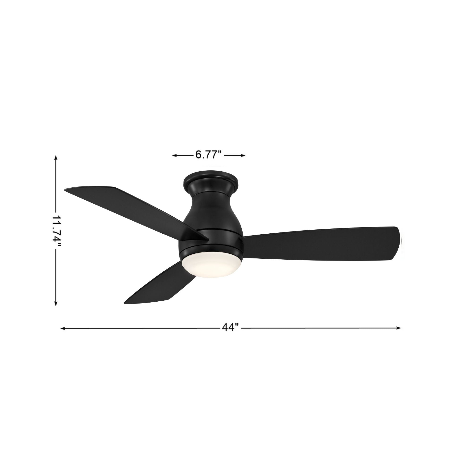 Hugh 44" Black Outdoor LED Hugger Ceiling Fan with Remote