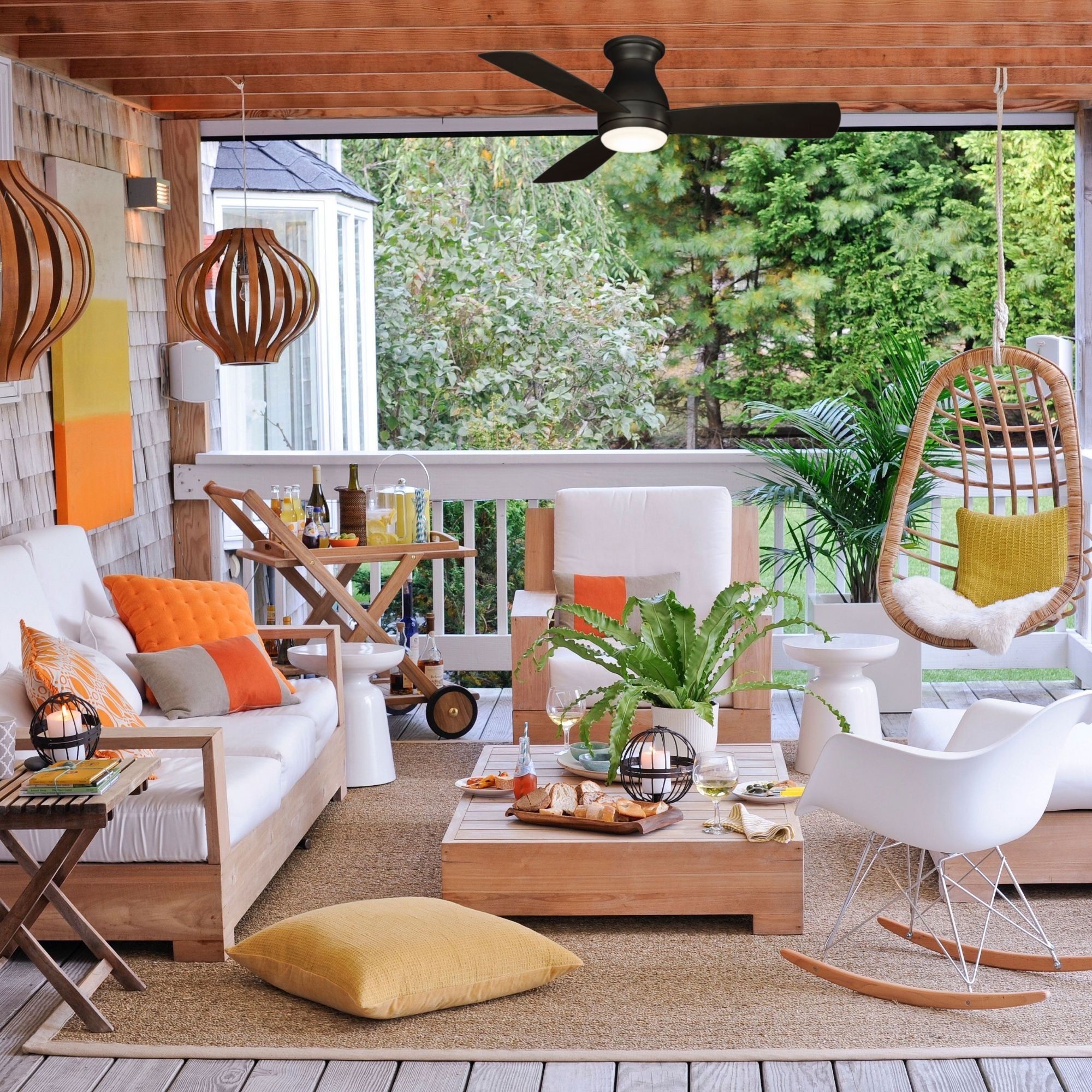 Hugh 44" Dark Bronze Outdoor LED Hugger Ceiling Fan with Remote