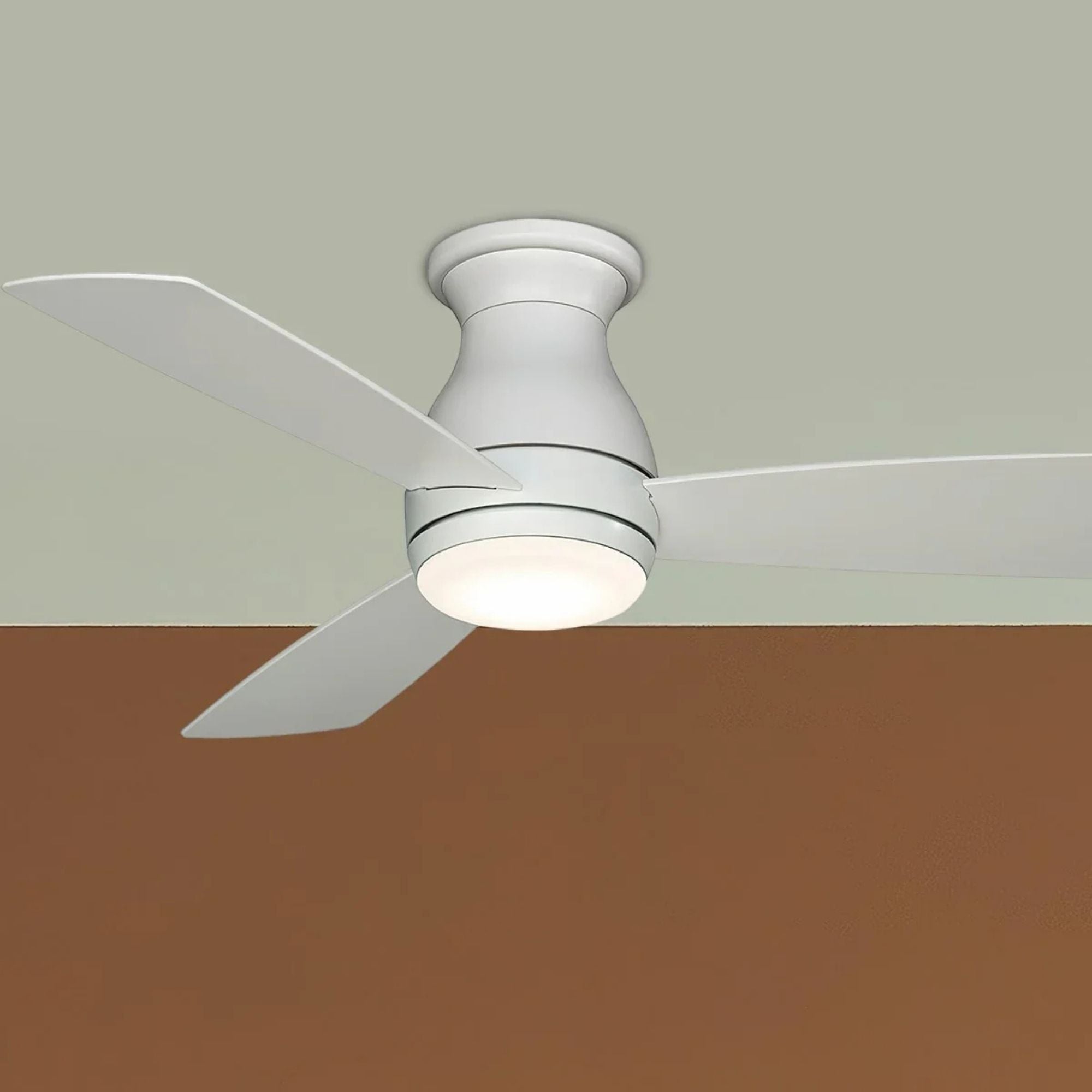 Hugh 44" Matte White Outdoor LED Hugger Ceiling Fan with Remote