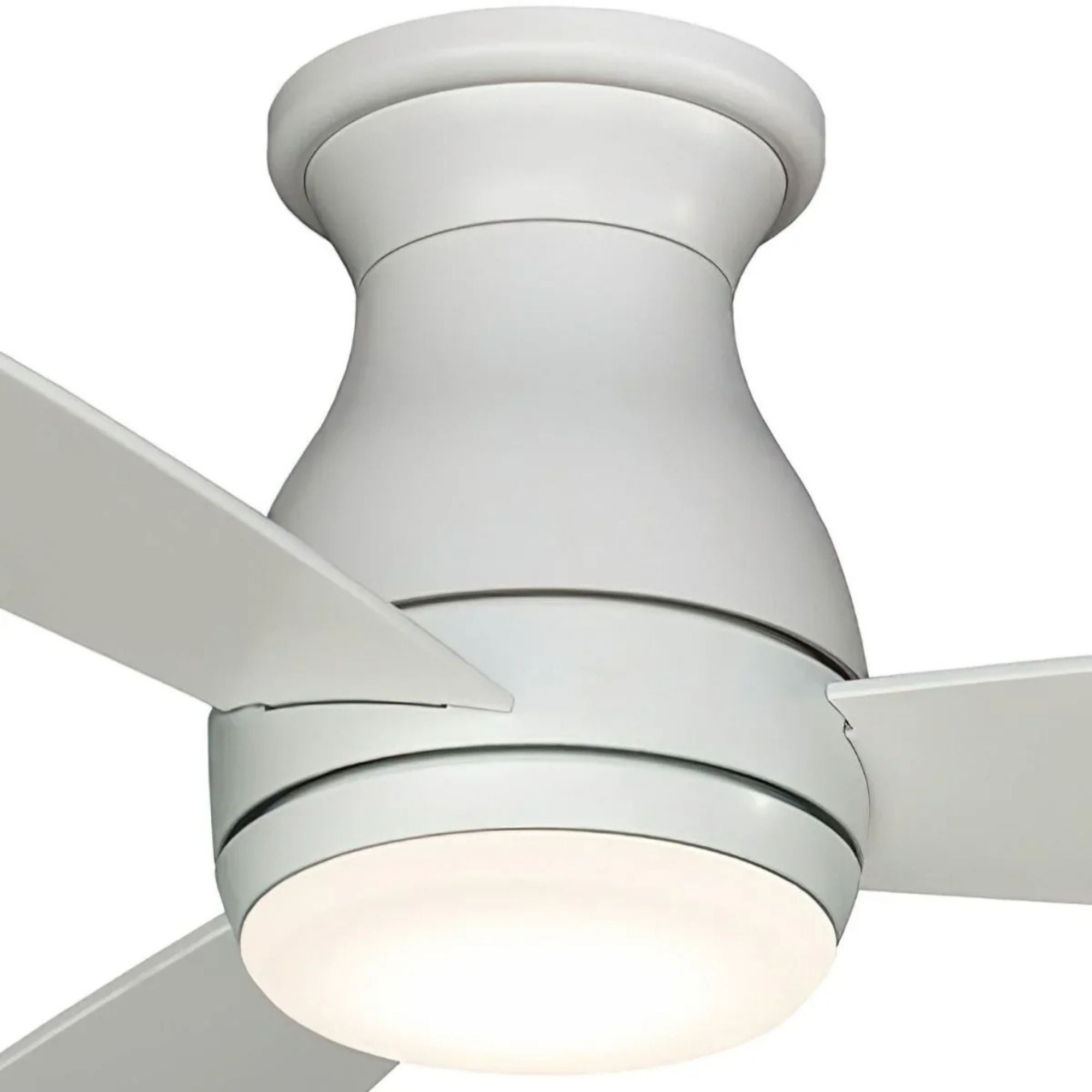 Hugh 44" Matte White Outdoor LED Hugger Ceiling Fan with Remote