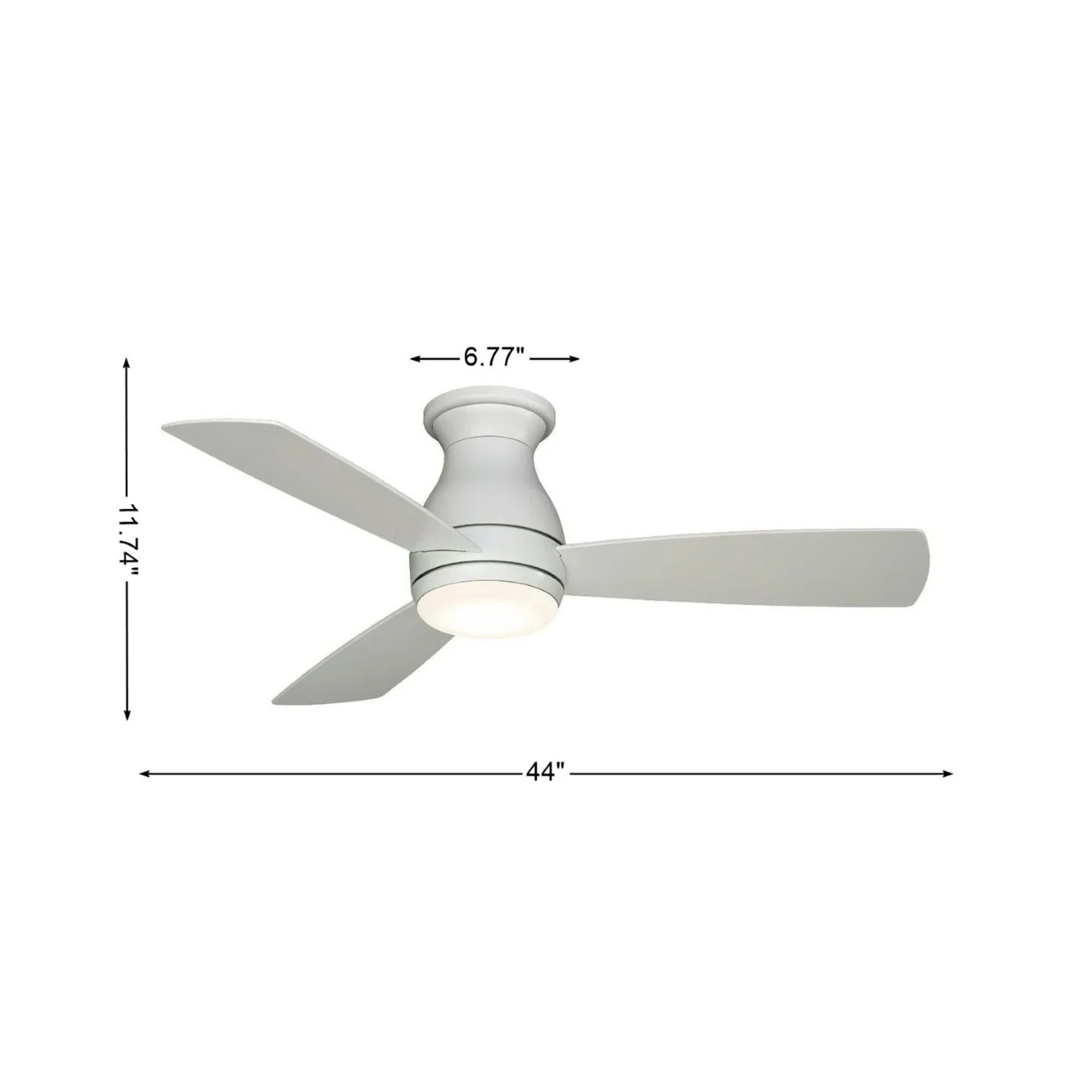 Hugh 44" Matte White Outdoor LED Hugger Ceiling Fan with Remote
