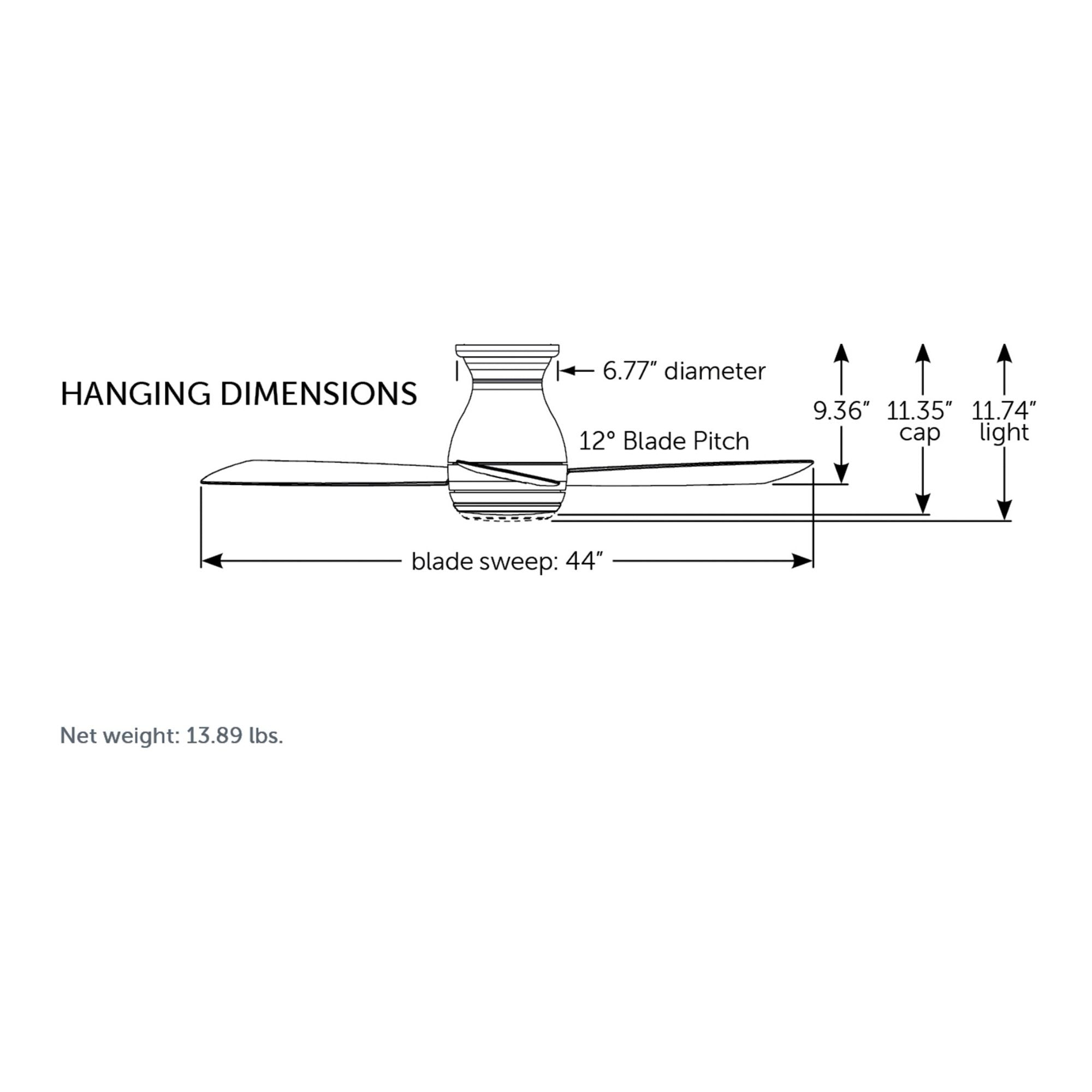 Hugh 44" Matte White Outdoor LED Hugger Ceiling Fan with Remote