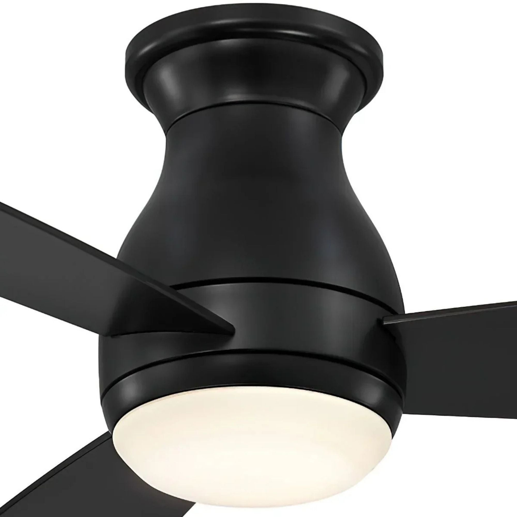 Hugh 52" Black Outdoor LED Hugger Ceiling Fan with Remote