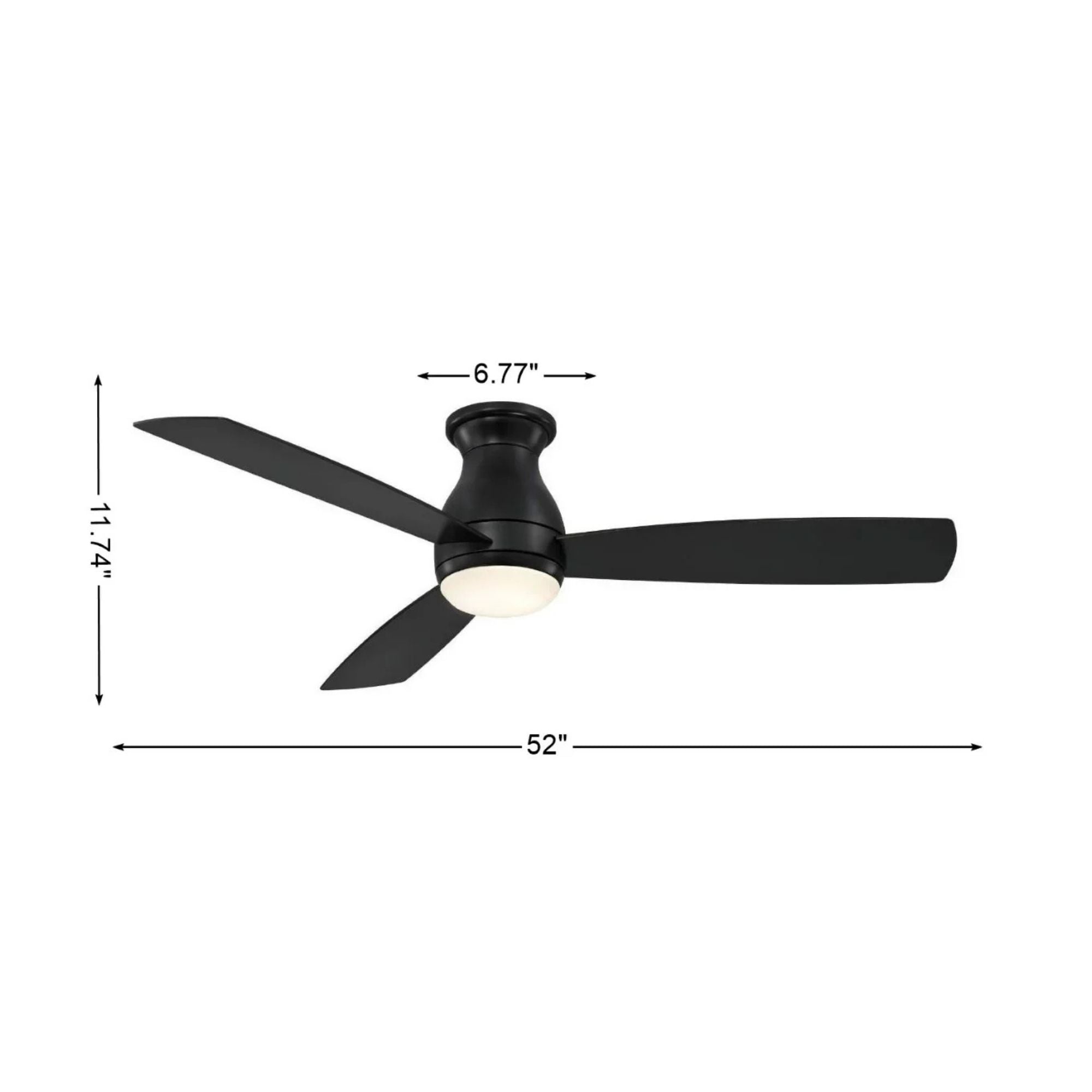 Hugh 52" Black Outdoor LED Hugger Ceiling Fan with Remote