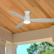 Hugh 52" Matte White Outdoor LED Hugger Ceiling Fan with Remote