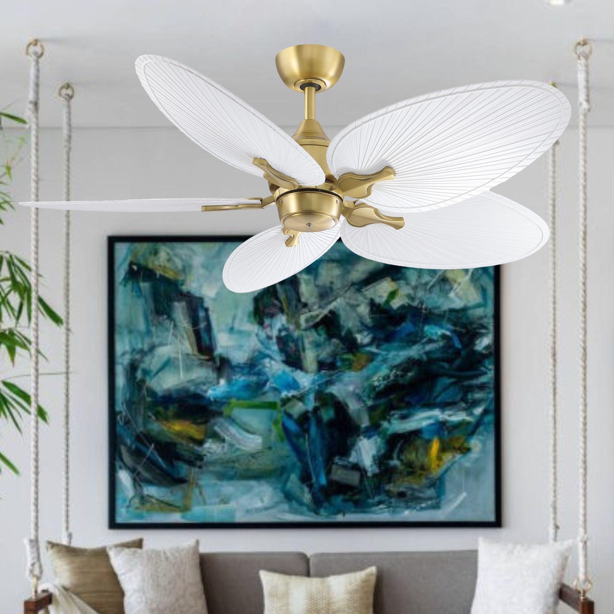 Islander DC 52" Brushed Satin Brass Ceiling Fan Motor, Blades Sold Separately