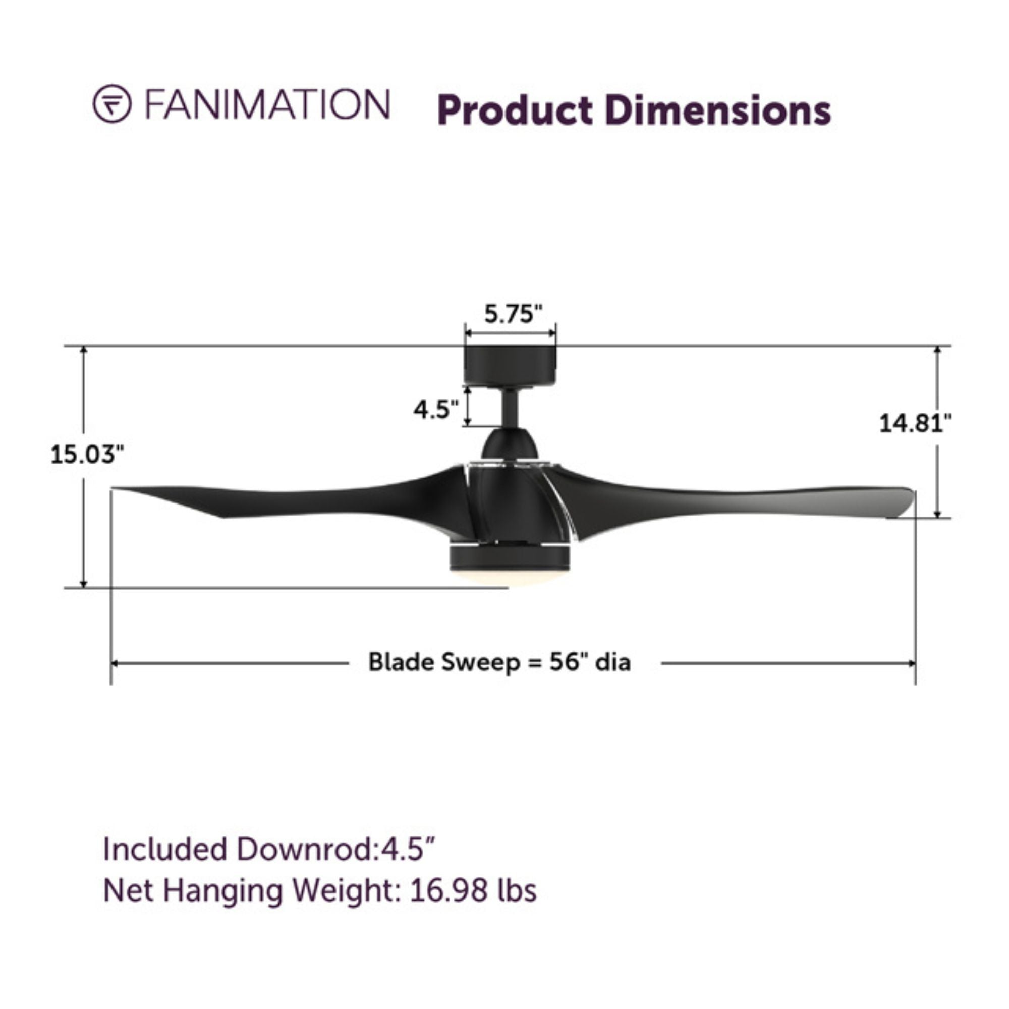 Klear 56" Black Outdoor CCT LED Smart Ceiling Fan with Remote