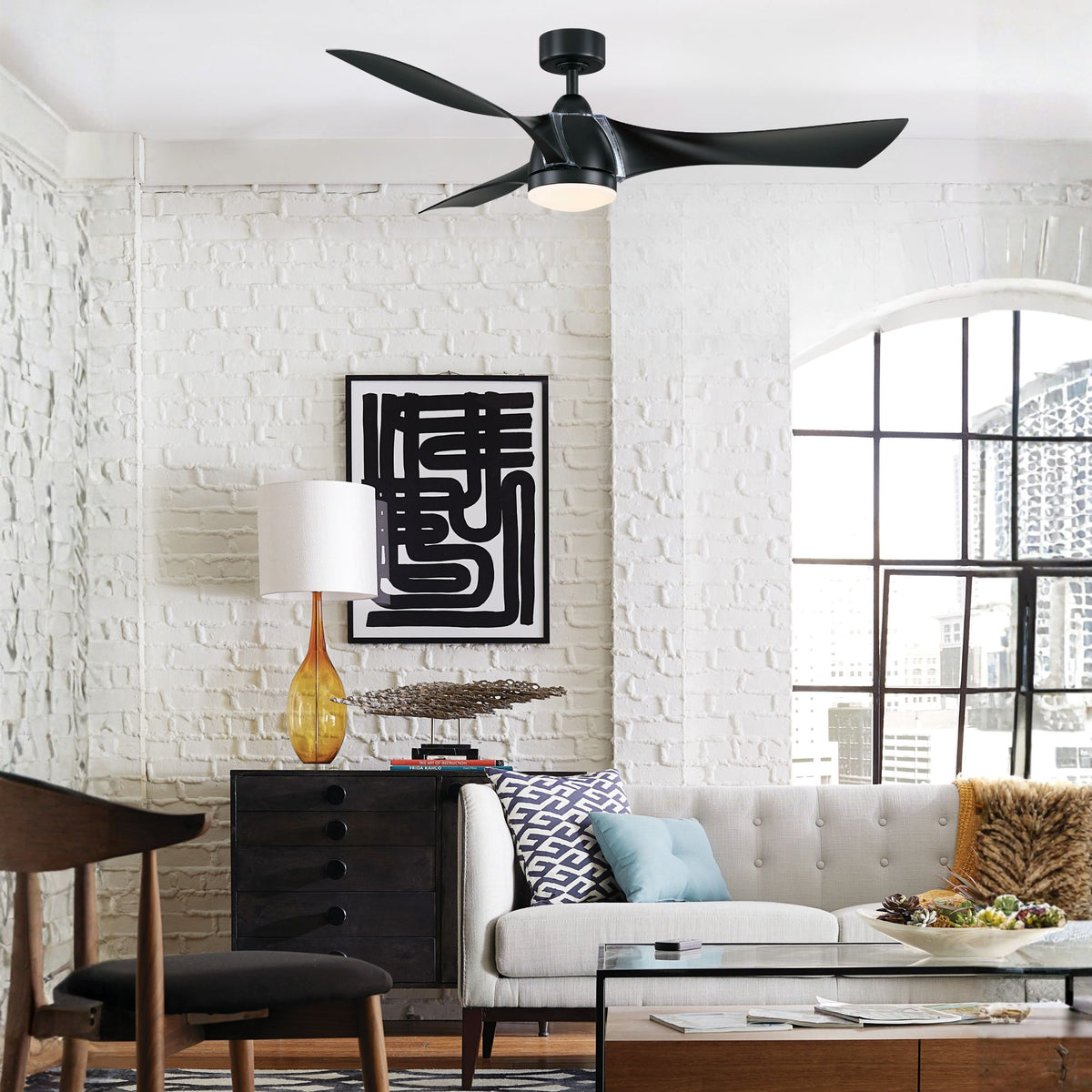 Klear 56" Black Outdoor CCT LED Smart Ceiling Fan with Remote