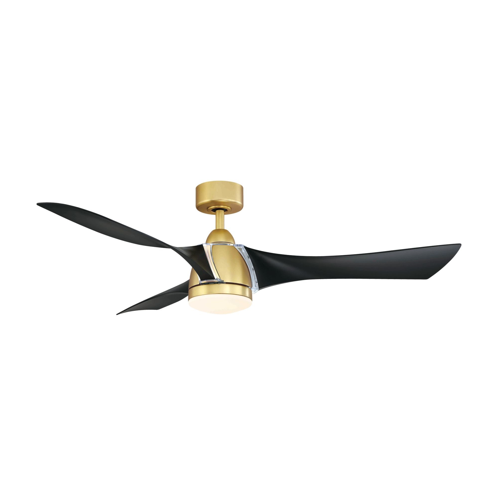 Klear 56" Brushed Satin Brass and Black Outdoor CCT LED Smart Ceiling Fan with Remote