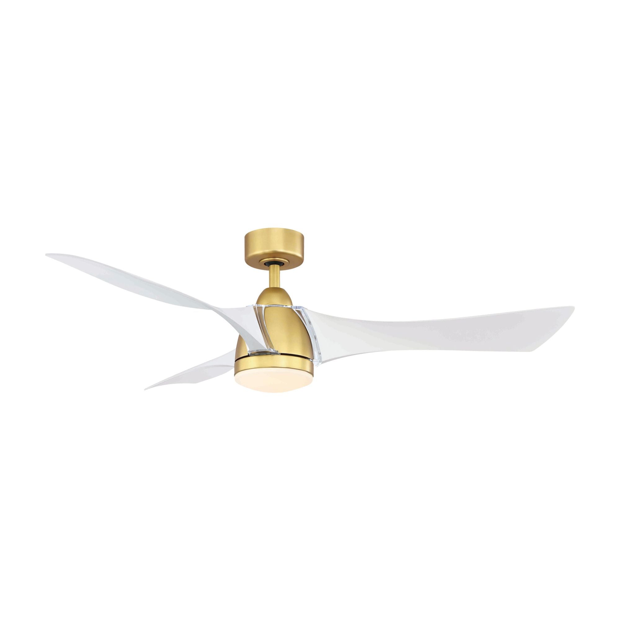 Klear 56" Brushed Satin Brass and White Outdoor CCT LED Smart Ceiling Fan with Remote