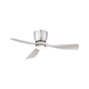 Klinch 44" Brushed Nickel Damp Rated LED Flush Mount Ceiling Fan with Remote