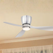 Klinch 44" Brushed Nickel Damp Rated LED Flush Mount Ceiling Fan with Remote