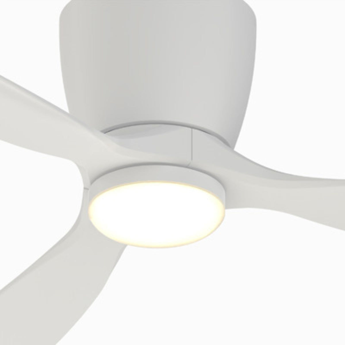 Klinch 44" Matte White Damp Rated LED Flush Mount Ceiling Fan with Remote