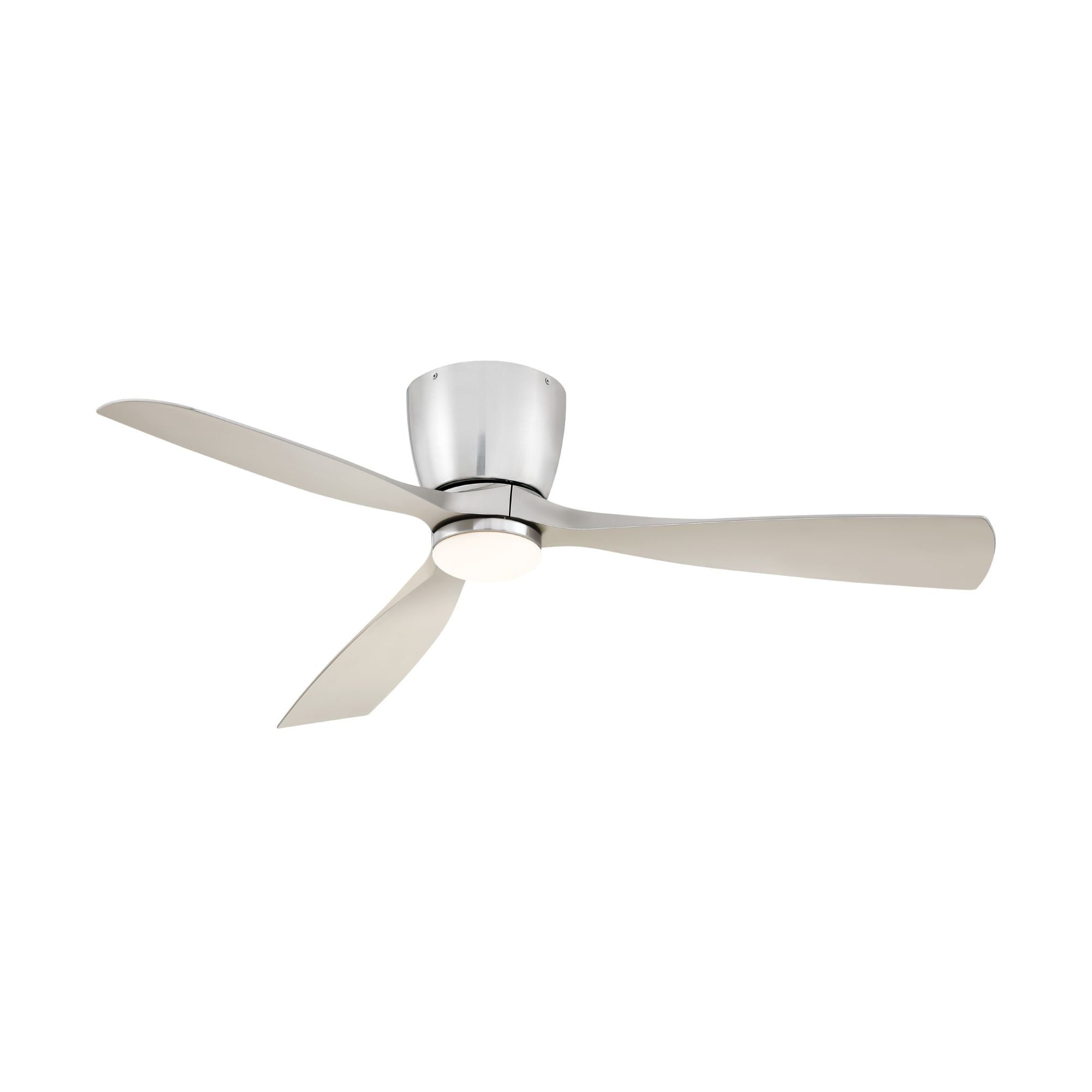 Klinch 52" Brushed Nickel Damp Rated LED Flush Mount Ceiling Fan with Remote