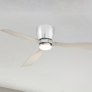 Klinch 52" Brushed Nickel Damp Rated LED Flush Mount Ceiling Fan with Remote