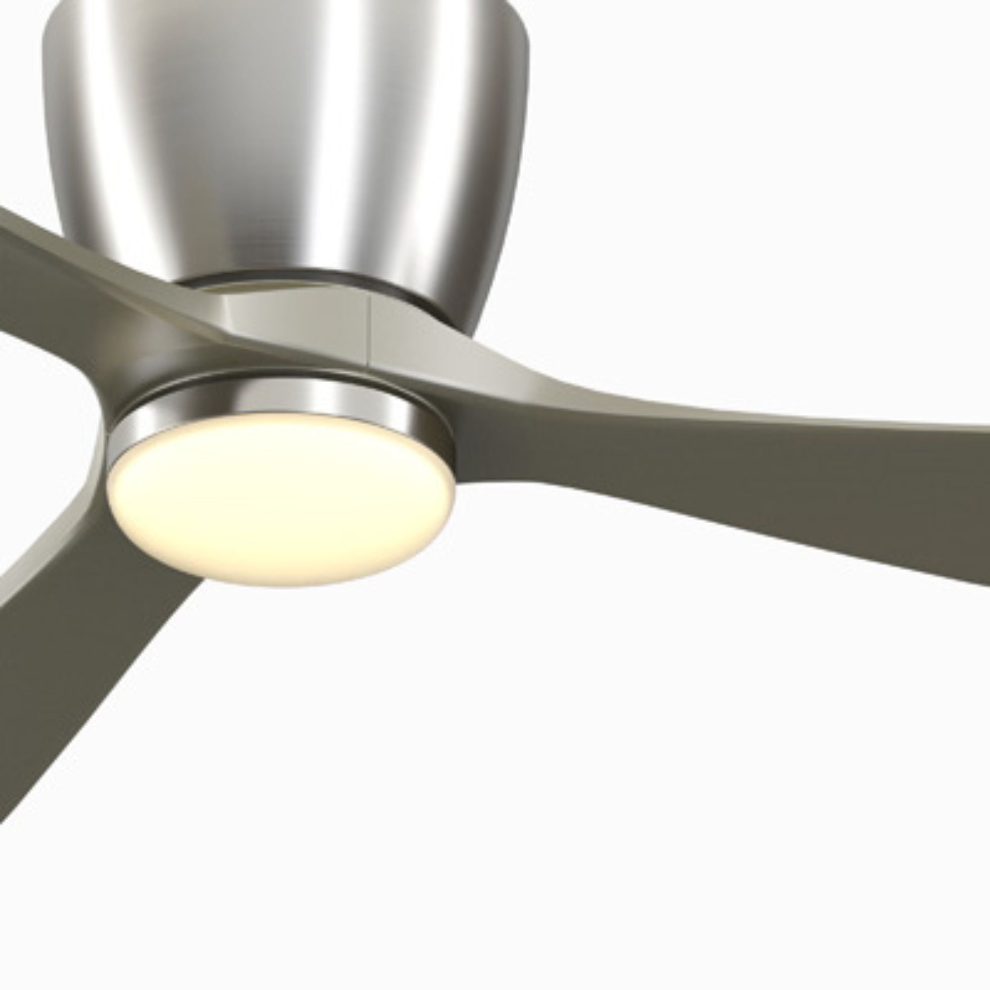 Klinch 52" Brushed Nickel Damp Rated LED Flush Mount Ceiling Fan with Remote