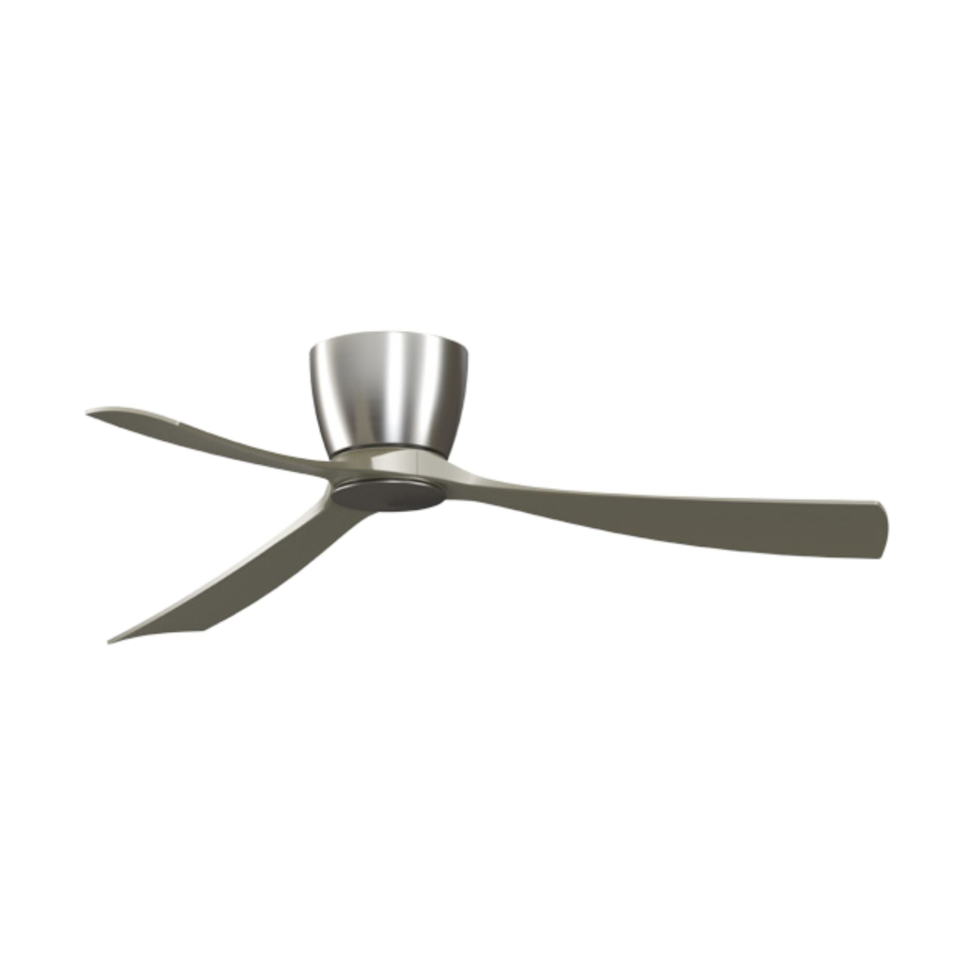 Klinch 52" Brushed Nickel Damp Rated LED Flush Mount Ceiling Fan with Remote