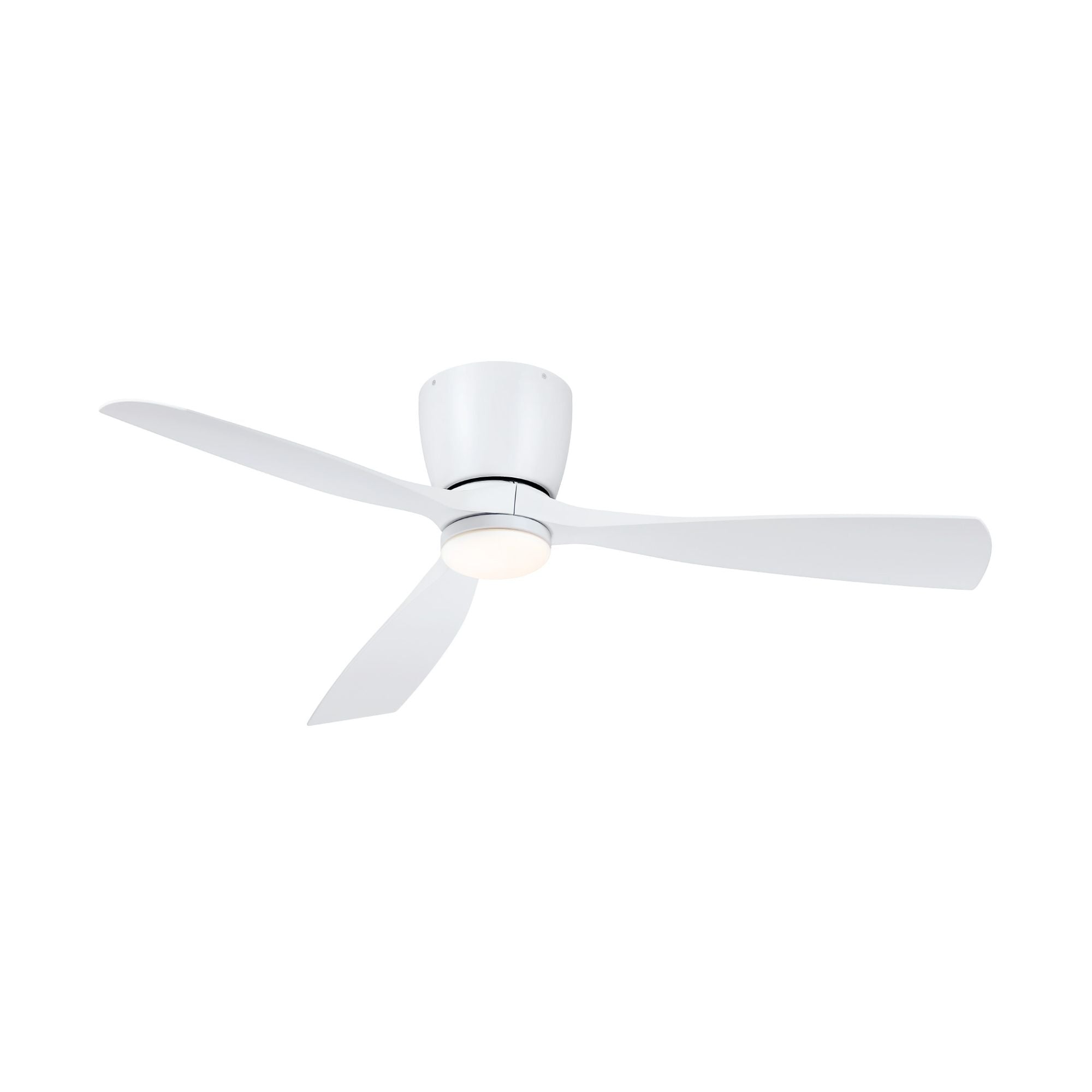 Klinch 52" Matte White Damp Rated LED Flush Mount Ceiling Fan with Remote