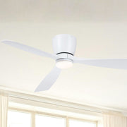 Klinch 52" Matte White Damp Rated LED Flush Mount Ceiling Fan with Remote