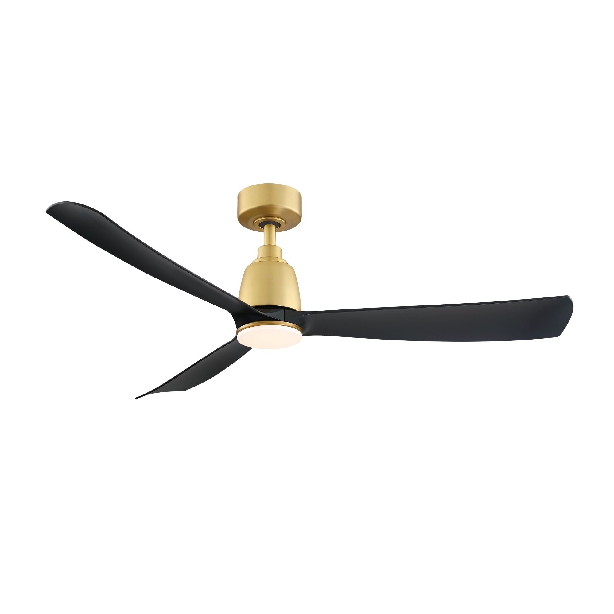 Kute 52" Brushed Satin Brass & Black Modern Ceiling Fan with Remote - Bees Lighting