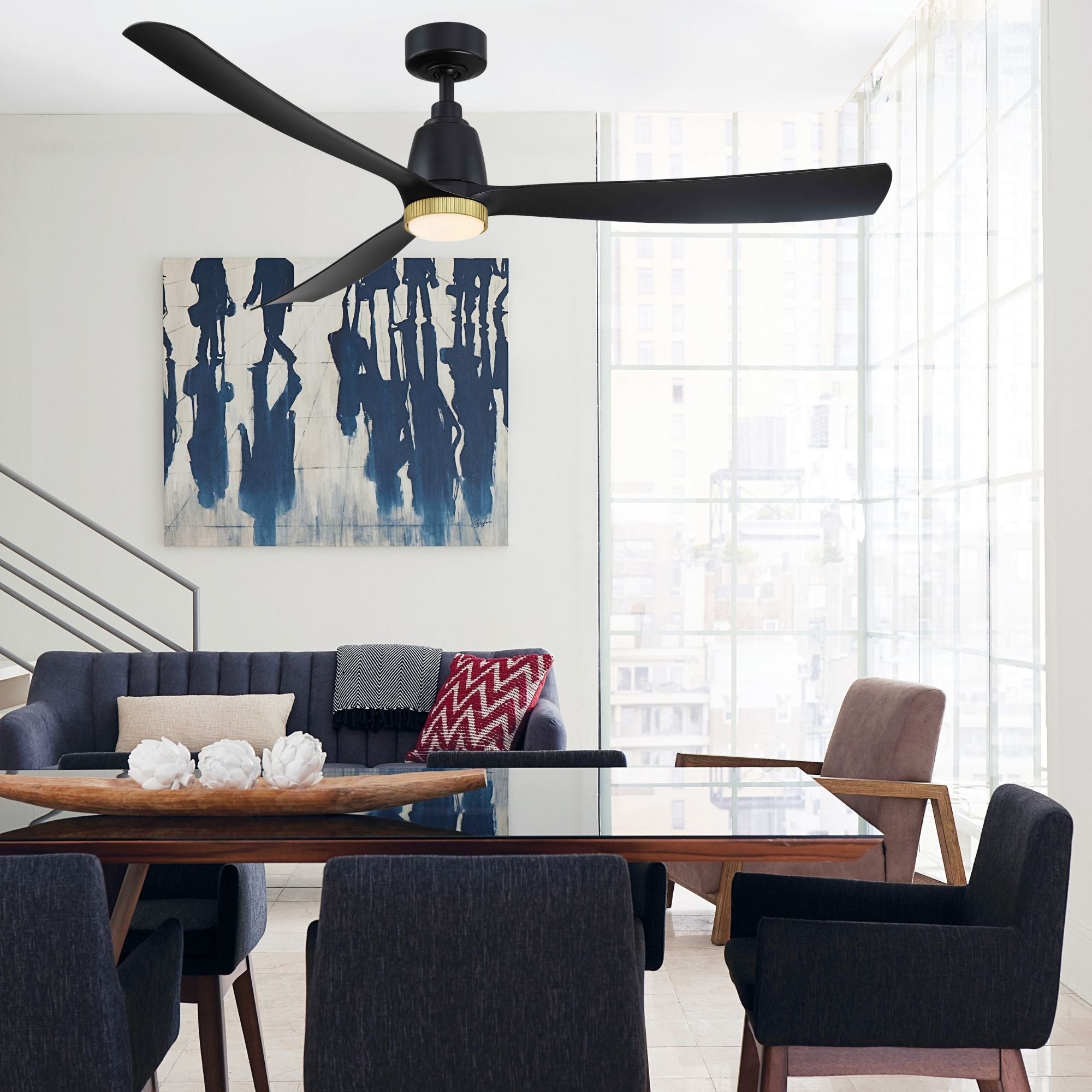 Kute 60" Black Modern Ceiling Fan with Remote